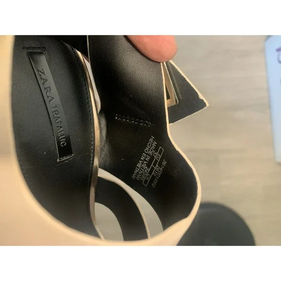 ( 104 ) Zara trafaluc heels womens size 37 pink gold and black - Picture 7 of 7